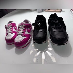 Barely worn Nike Kids Pink and Black Casual Sneakers Duo